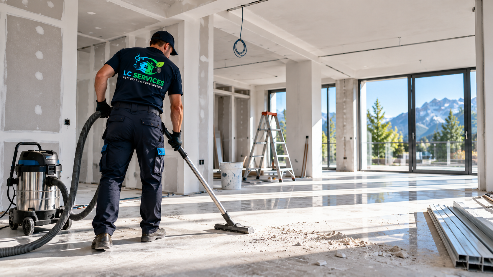Nettoyage de fin de chantier dans une construction